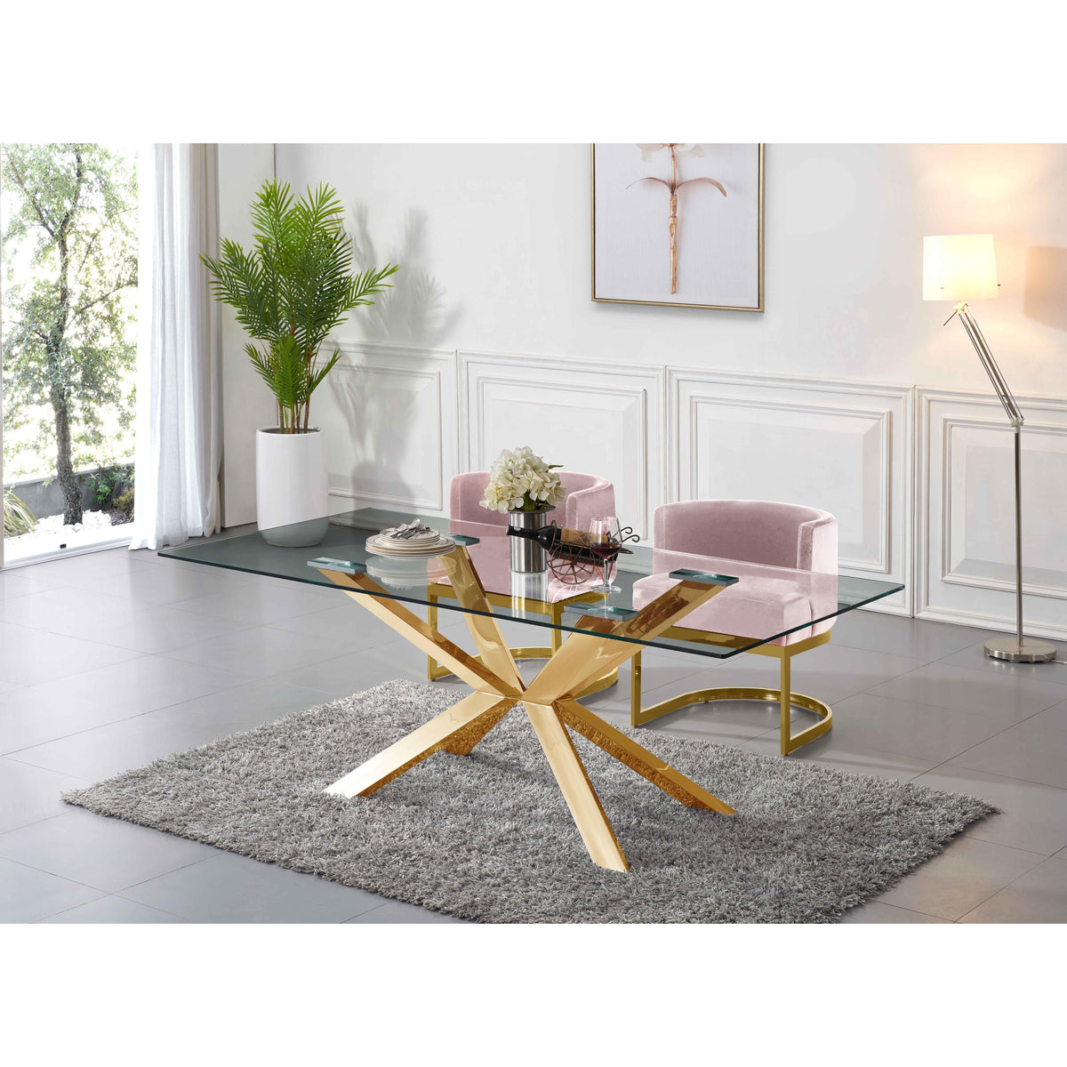 Meridian Gianna Pink Velvet Dining Chair