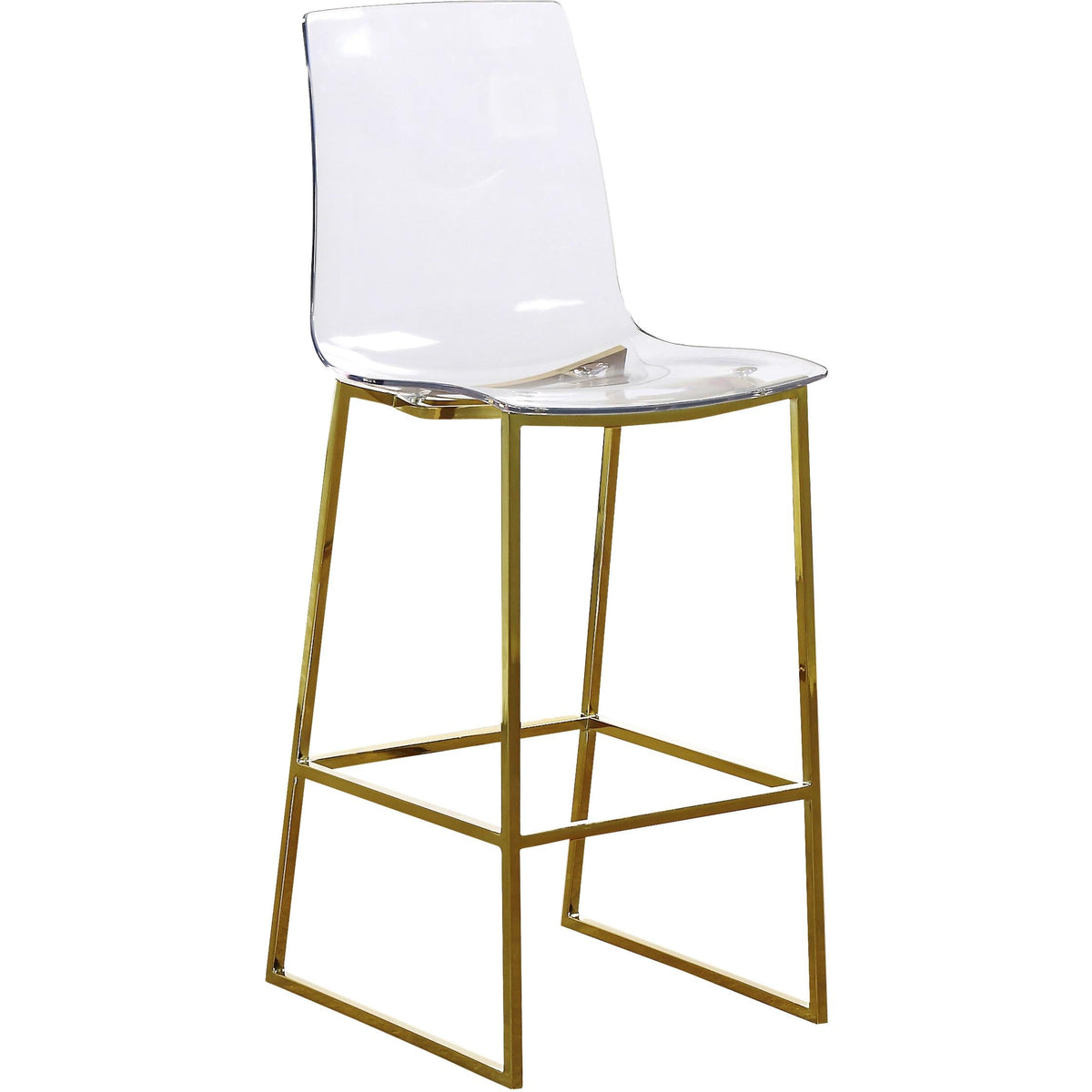 Meridian Lumen Gold Metal/Lucite Polycarbonate Stool