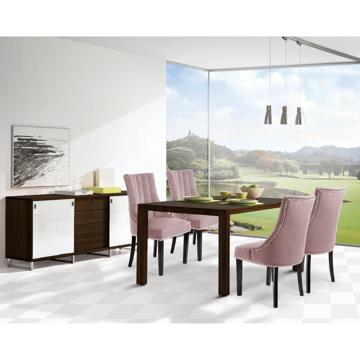 Meridian Oxford Pink Velvet Dining Chair