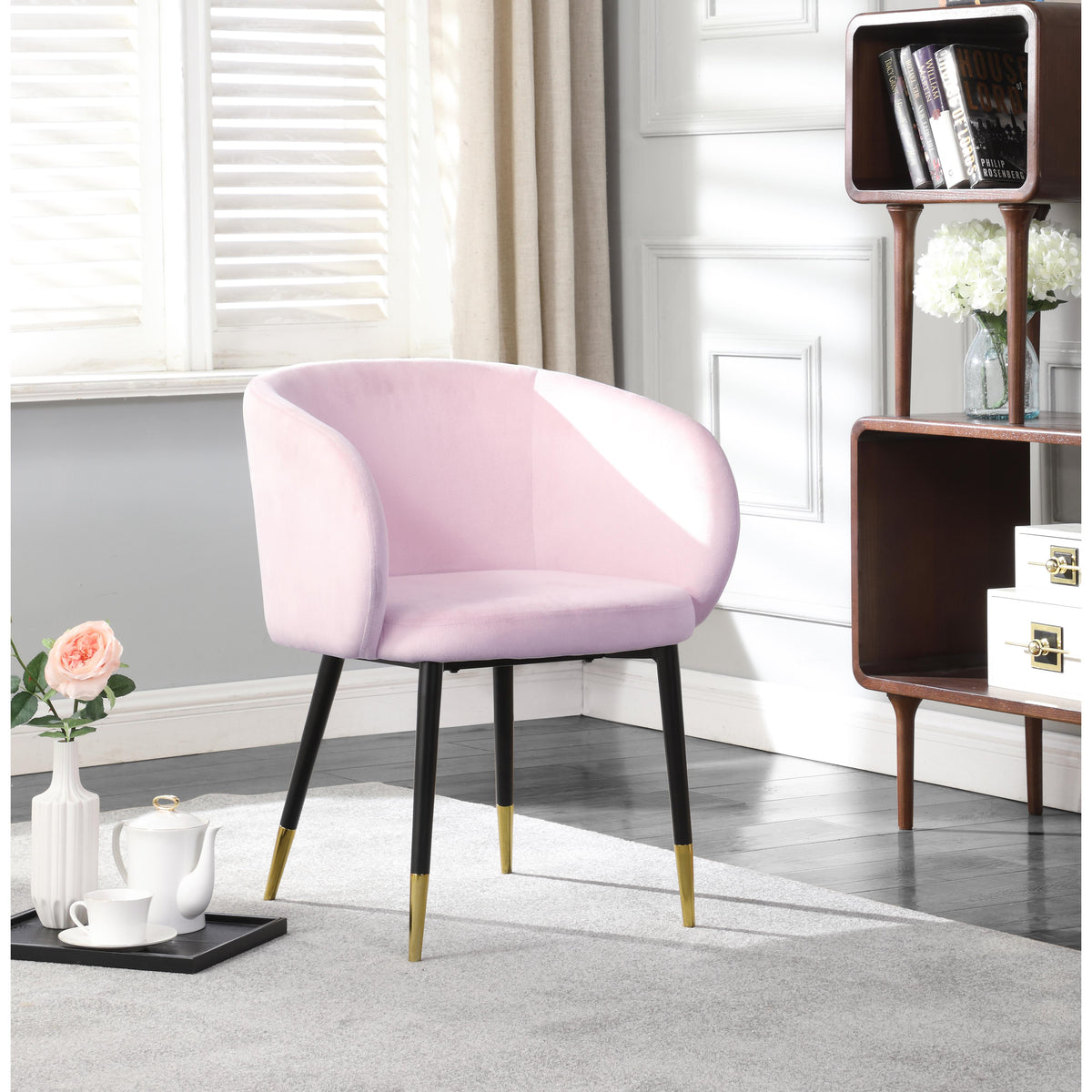 Meridian Louise Pink Velvet Dining Chair