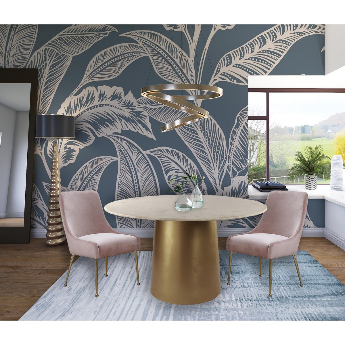 Meridian Owen Pink Velvet Dining Chair