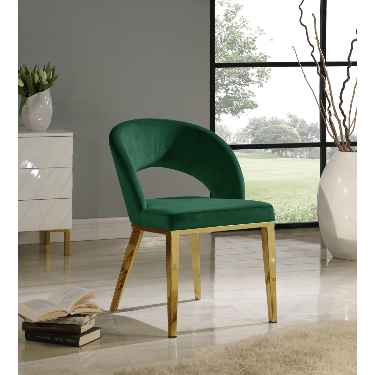 Meridian Roberto Green Velvet Dining Chair