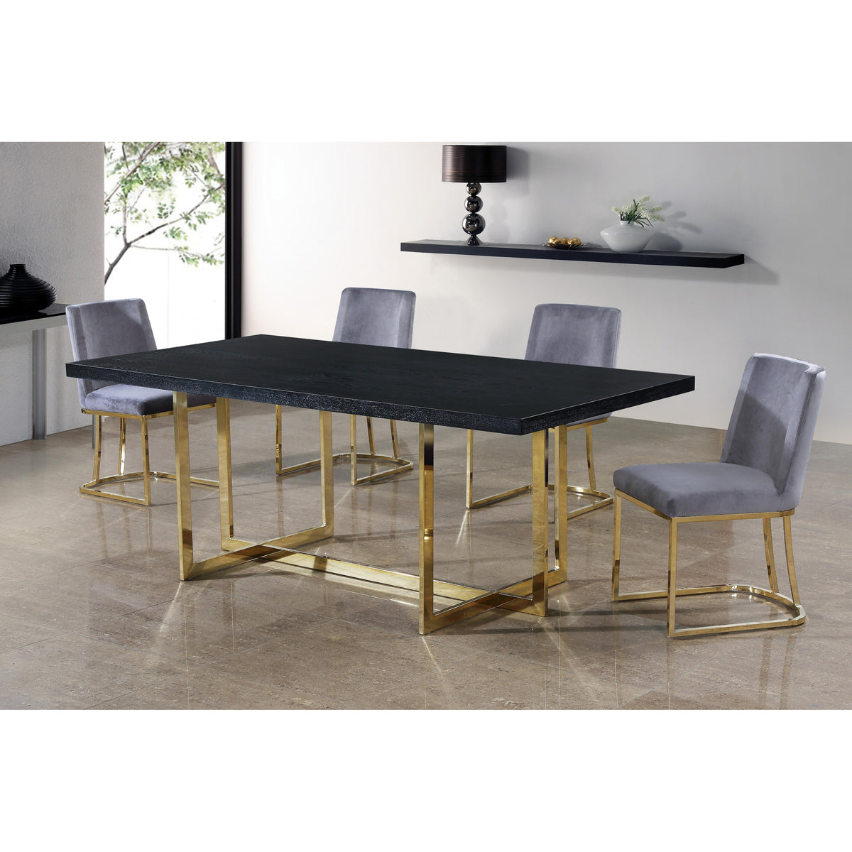 Meridian Heidi Grey Velvet Dining Chair