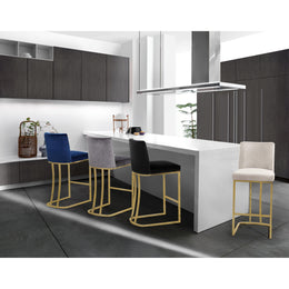 Meridian Heidi Cream Velvet Stool
