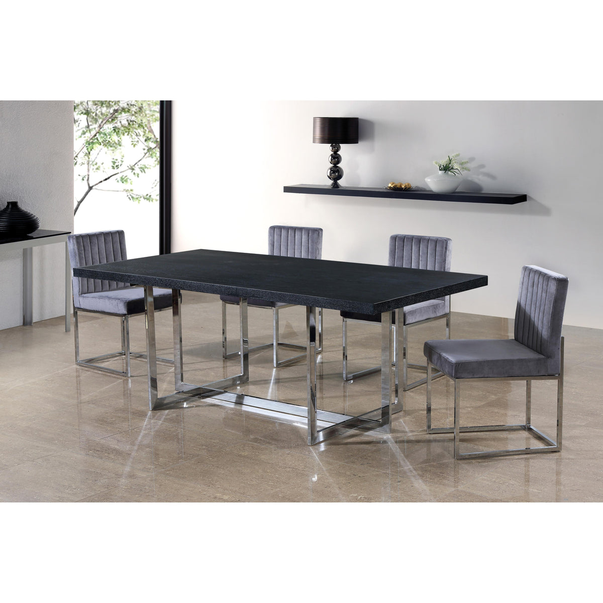 Meridian Giselle Grey Velvet Dining Chair