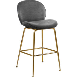 Meridian Paris Grey Velvet Stool