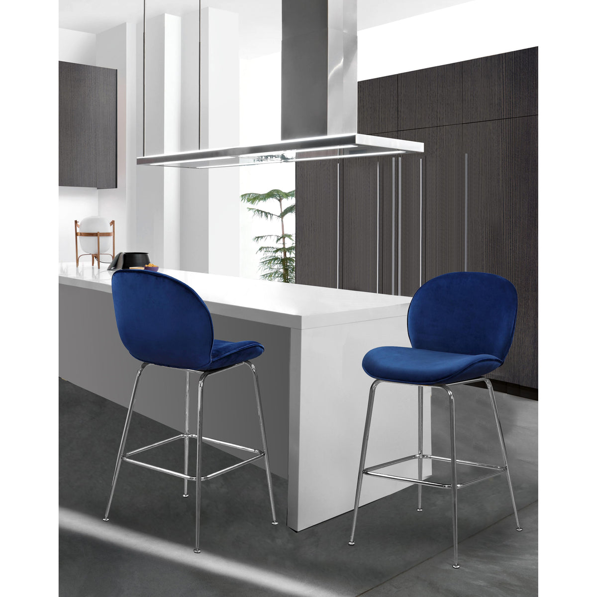 Meridian Paris Navy Velvet Stool