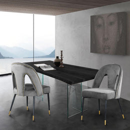 Meridian Akoya Grey Velvet Dining Chair