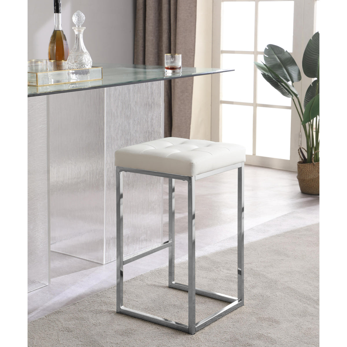 Meridian Nicola White Vegan Leather Stool