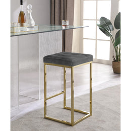 Meridian Nicola Grey Velvet Stool