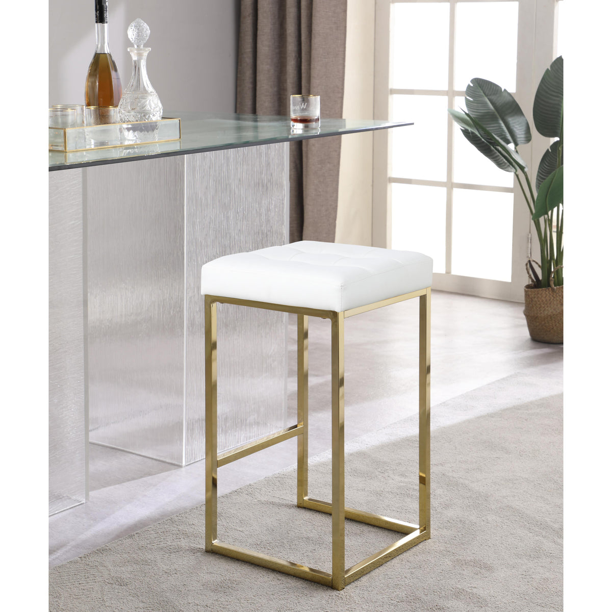 Meridian Nicola White Vegan Leather Stool