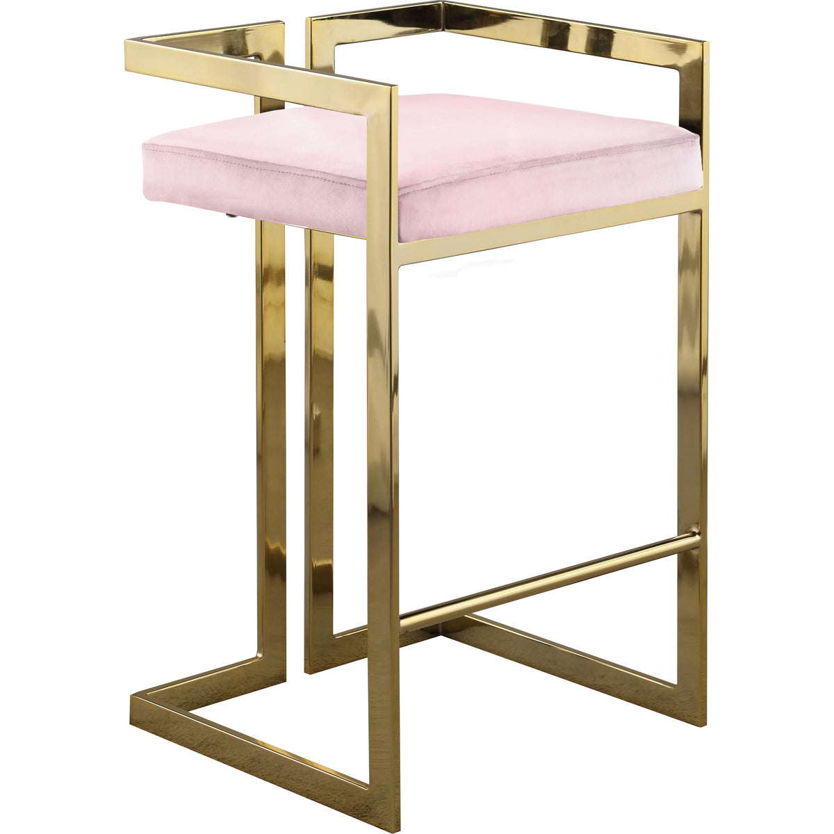 Meridian Ezra Pink Velvet Stool
