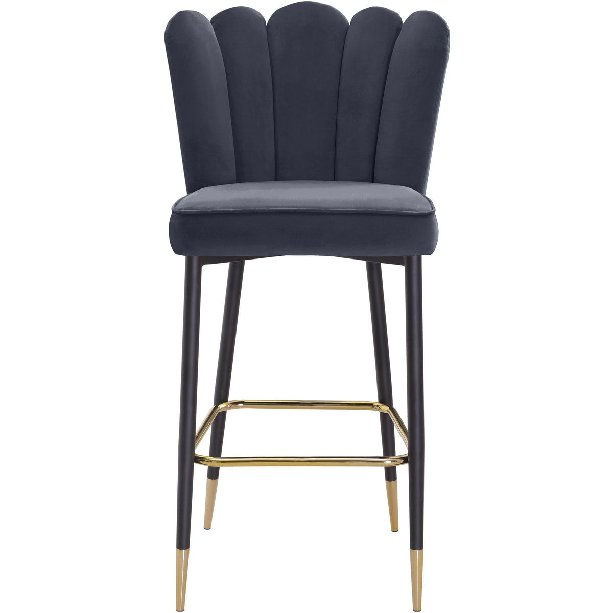 Meridian Lily Grey Velvet Stool