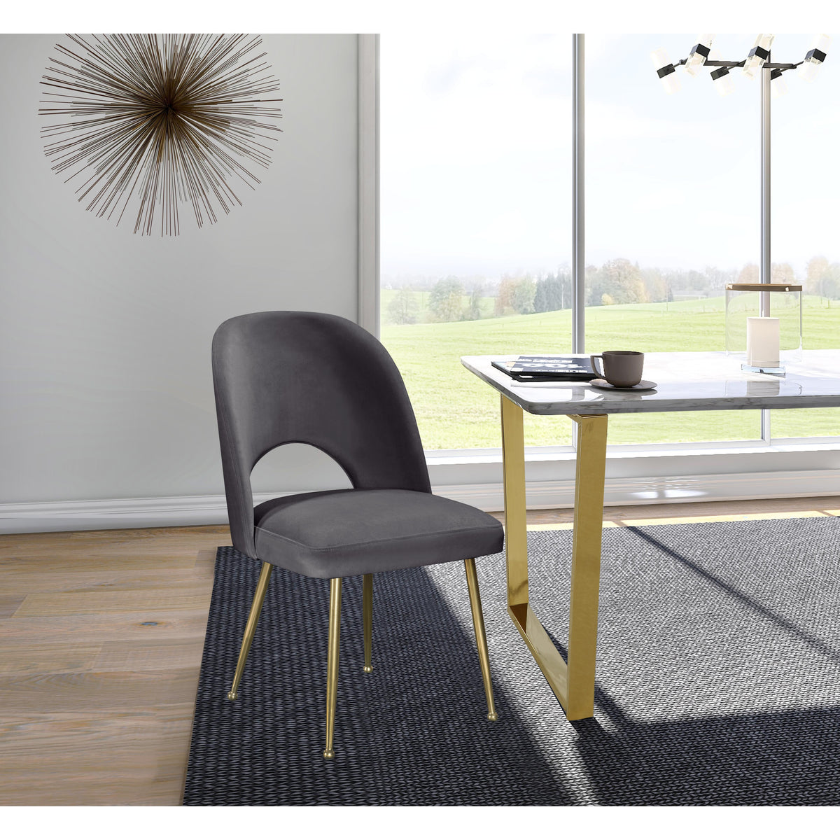 Meridian Logan Grey Velvet Dining Chair