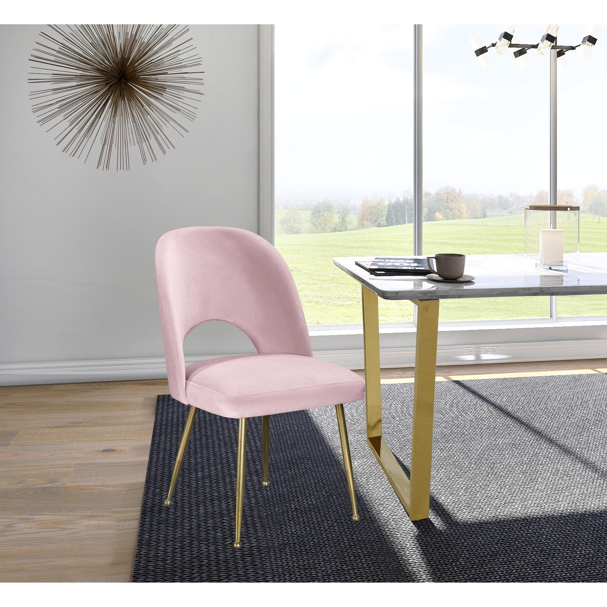 Meridian Logan Pink Velvet Dining Chair
