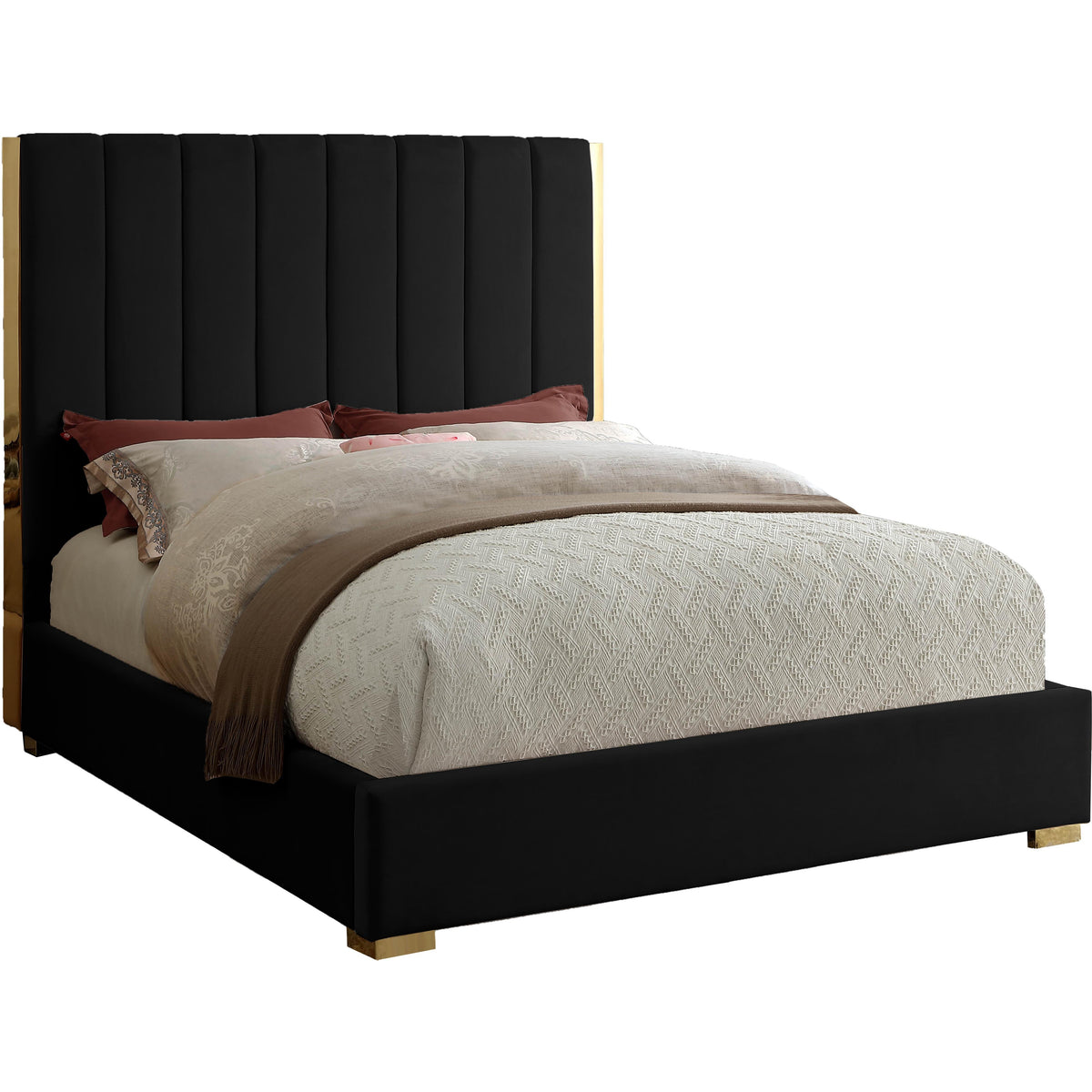 Meridian Becca Black Velvet Full Bed