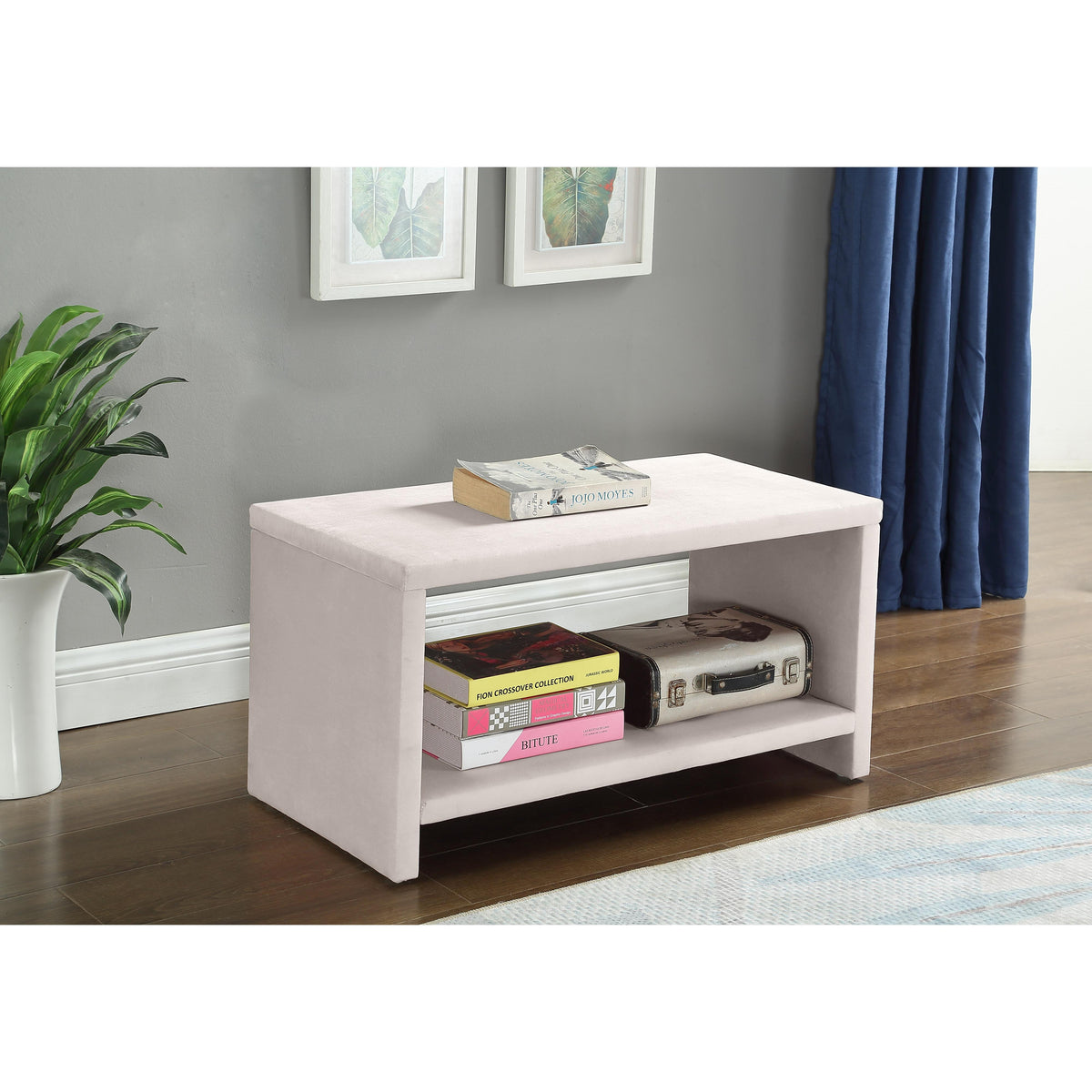 Meridian Cleo Cream Velvet Night Stand