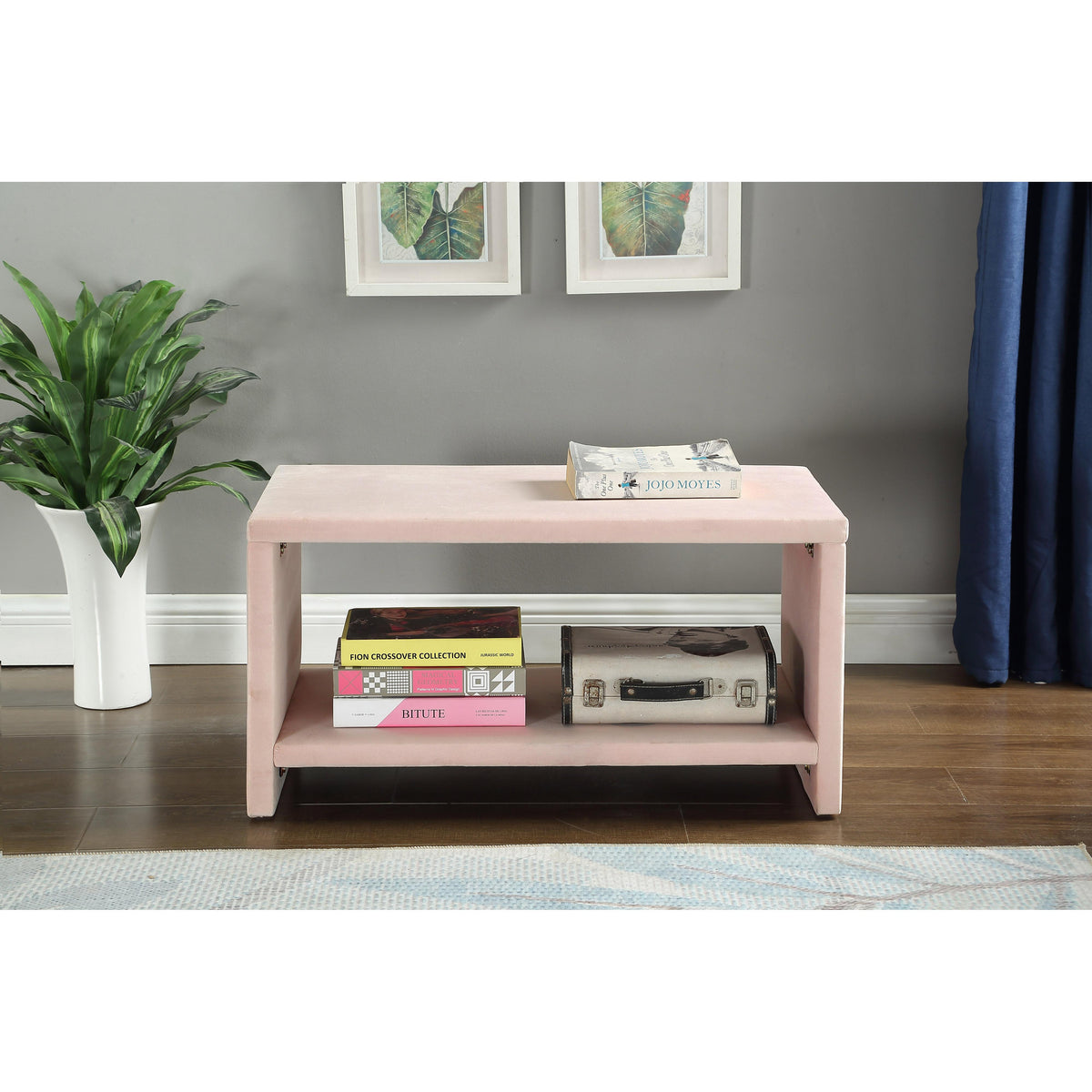 Meridian Cleo Pink Velvet Night Stand