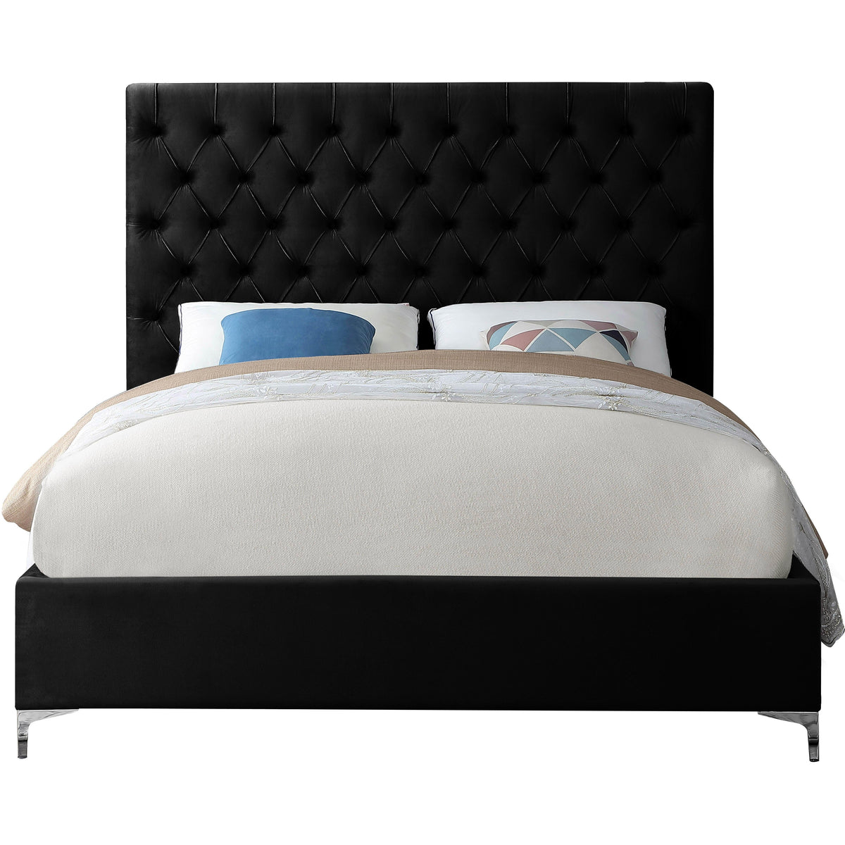 Meridian Cruz Black Velvet Full Bed