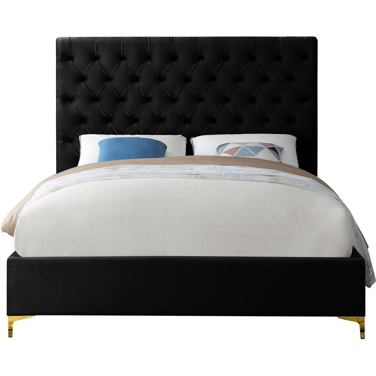 Meridian Cruz Black Velvet King Bed