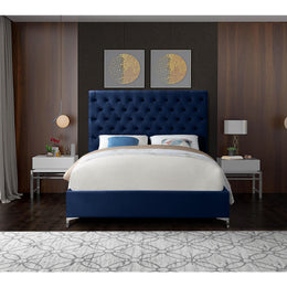 Meridian Cruz Navy Velvet King Bed