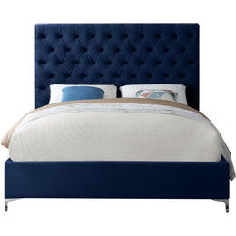 Meridian Cruz Navy Velvet Queen Bed