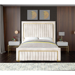 Meridian Dolce Cream Velvet King Bed (3 Boxes)