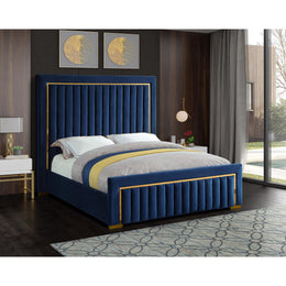 Meridian Dolce Navy Velvet King Bed (3 Boxes)