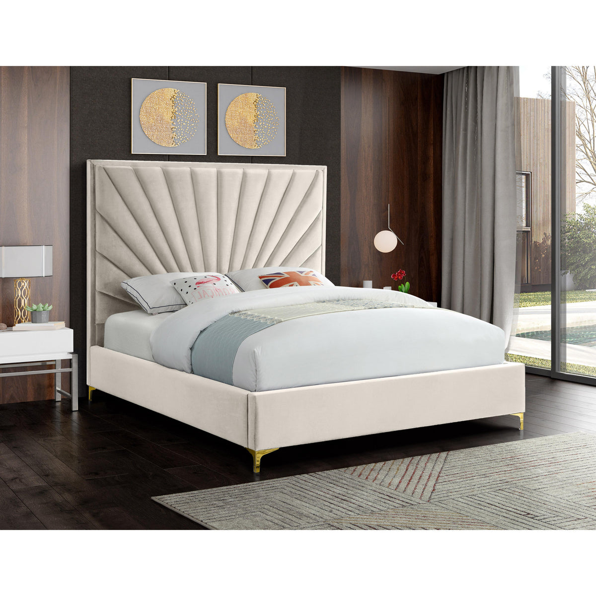 Meridian Eclipse Cream Velvet King Bed