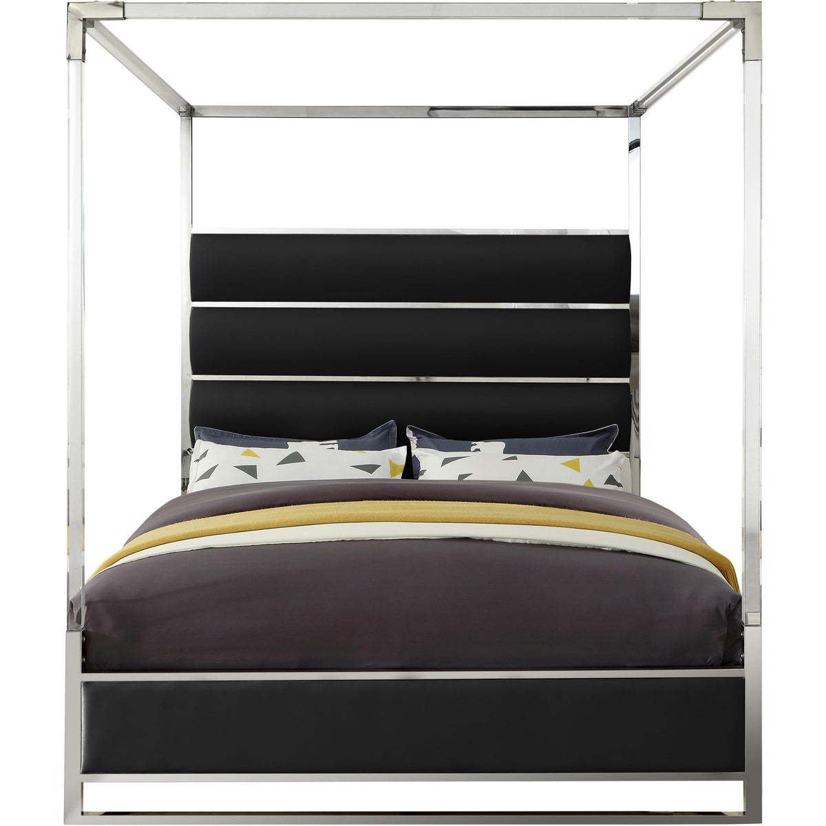 Meridian Encore Black Vegan Leather King Bed (4 Boxes)