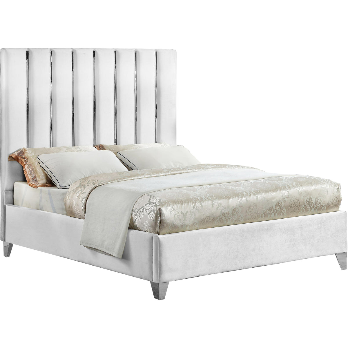 Meridian Enzo White Velvet Full Bed