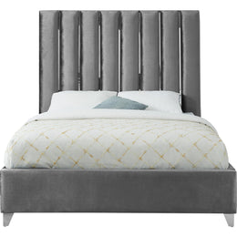 Meridian Enzo Grey Velvet Queen Bed