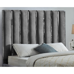 Meridian Enzo Grey Velvet Queen Bed