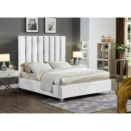 Meridian Enzo White Velvet Queen Bed