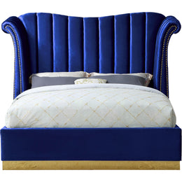 Meridian Flora Navy Velvet King Bed (3 Boxes)