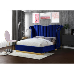 Meridian Flora Navy Velvet King Bed (3 Boxes)