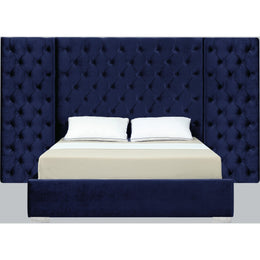 Meridian Grande Navy Velvet King Bed (3 Boxes)