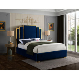 Meridian Hugo Navy Velvet Queen Bed