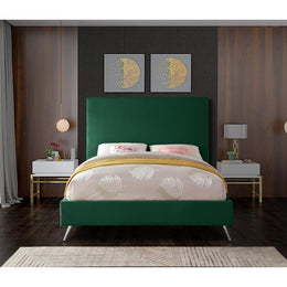 Meridian Jasmine Green Velvet Full Bed