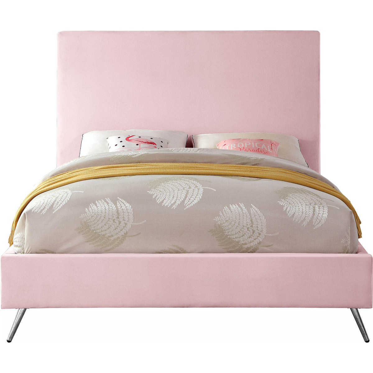 Meridian Jasmine Pink Velvet Full Bed