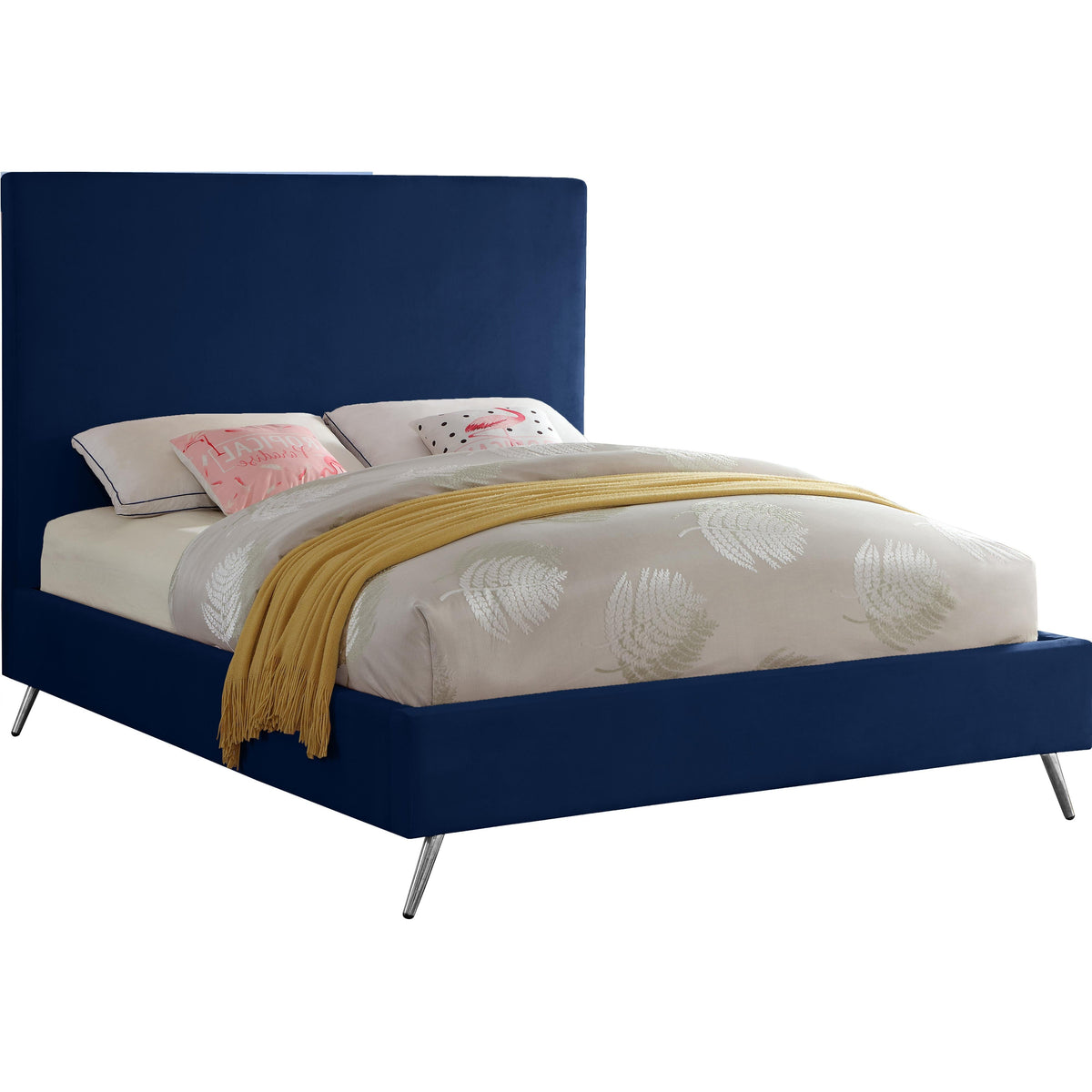 Meridian Jasmine Navy Velvet King Bed