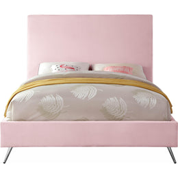 Meridian Jasmine Pink Velvet Queen Bed