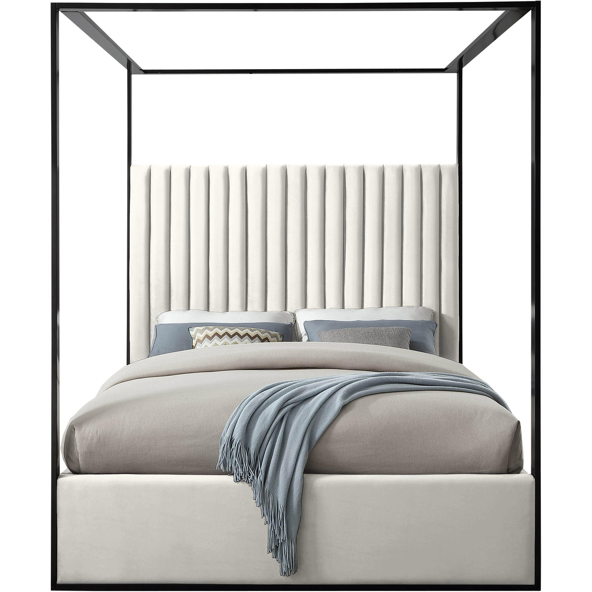 Meridian Jax Cream Velvet King Bed
