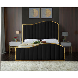 Meridian Jolie Black Velvet Queen Bed (3 Boxes)