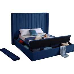 Meridian Kiki Navy Velvet King Bed (3 Boxes)