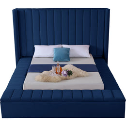 Meridian Kiki Navy Velvet Queen Bed (3 Boxes)