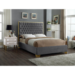 Meridian Lana Grey Velvet King Bed