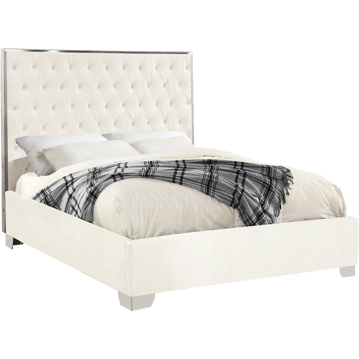 Meridian Lexi White Velvet King Bed