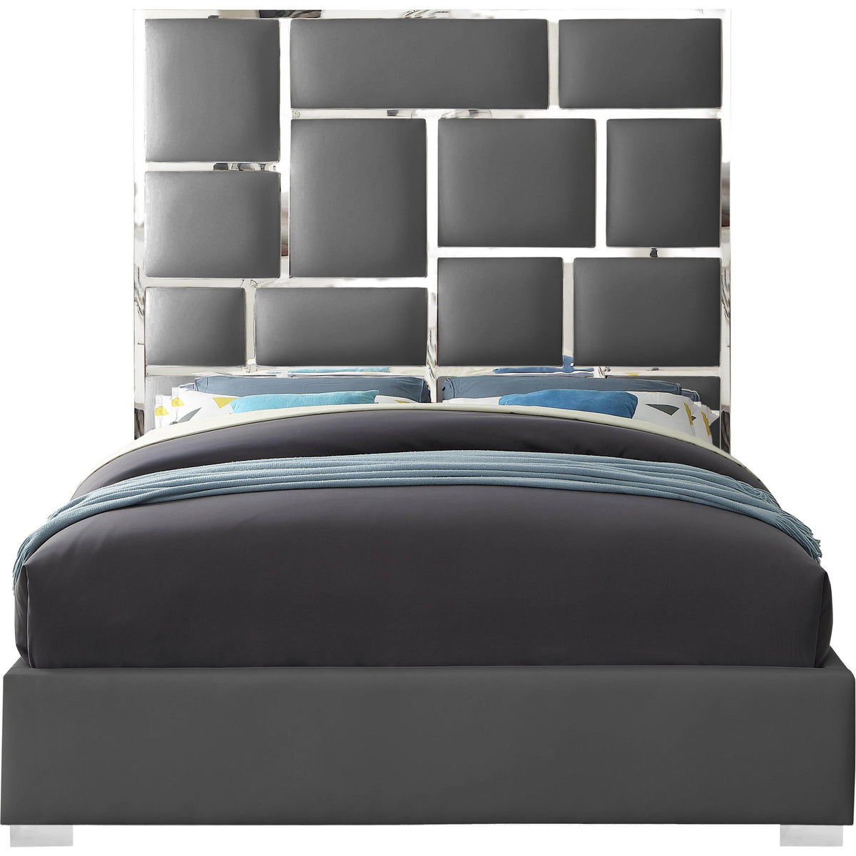 Meridian Milan Grey Vegan Leather King Bed