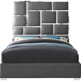 Meridian Milan Grey Vegan Leather Queen Bed
